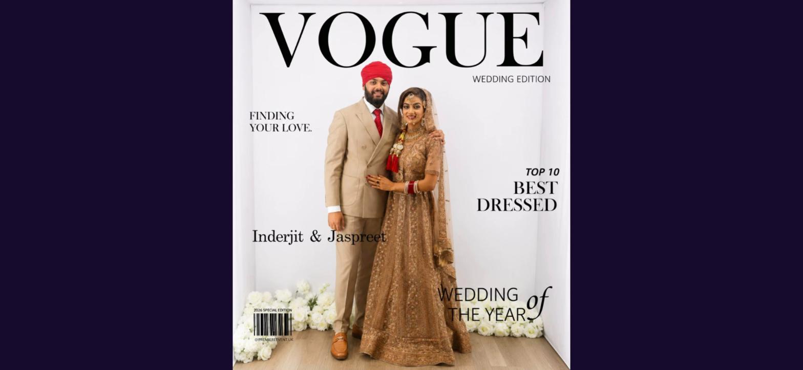 Sample wedding edition magazine cover photo booth design